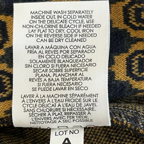 CAbi Kensington Proper Medallion Jacket Sz S VTG Knit Navy & Mustard - Picture 11 of 11